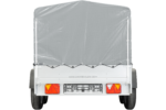 Unitrailer 264/2 Doppelachs-Kippanhänger mit Stützrad, Bügel und grauer Plane – Bild 6