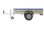 Garden Trailer 200 Kipp Einachsanhänger mit Stützrad und blauer Flachplane – Bild 5