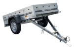 Garden Trailer 200 Kipp Einachsanhänger mit Stützrad und blauer Flachplane – Bild 14